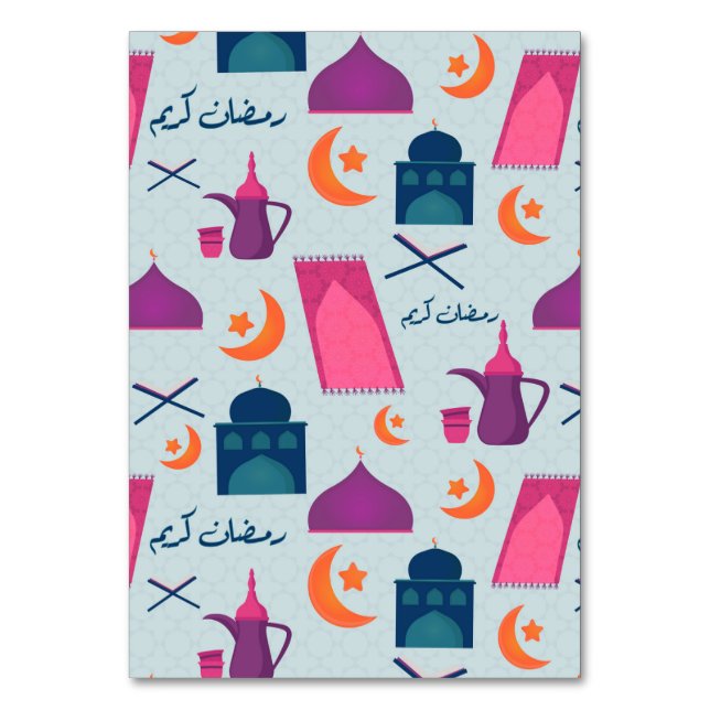 Happy Ramadan Pattern Tischnummer (Vorderseite)