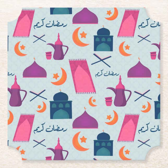 Happy Ramadan Pattern Untersetzer (Vorderseite)