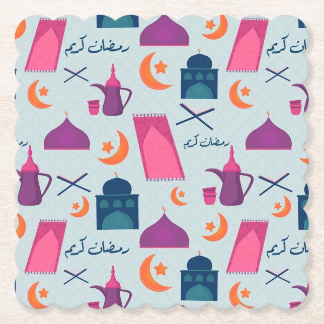 Happy Ramadan Pattern Untersetzer (Vorderseite)