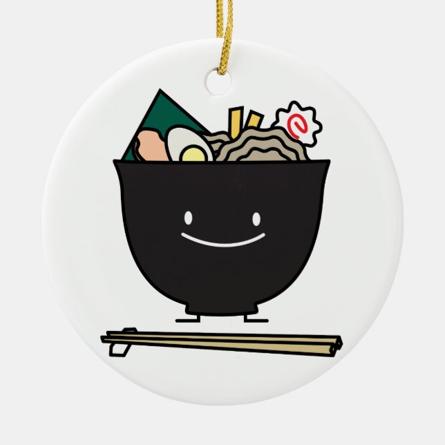 Happy Ramen Bowl Keramik Ornament (Vorne)