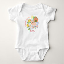 Happy Ranch Pig. Personalisiert. Baby Bodysuit