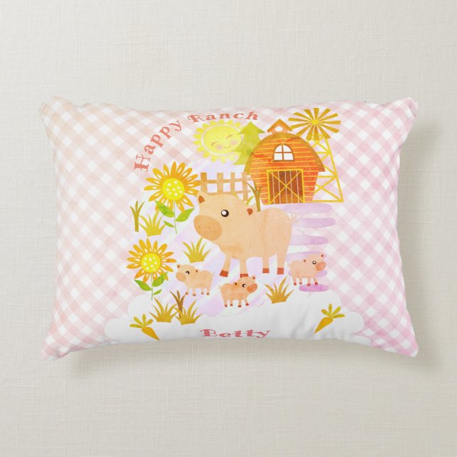 Happy Ranch Pig Personalisiert. Dekokissen (Vorderseite)