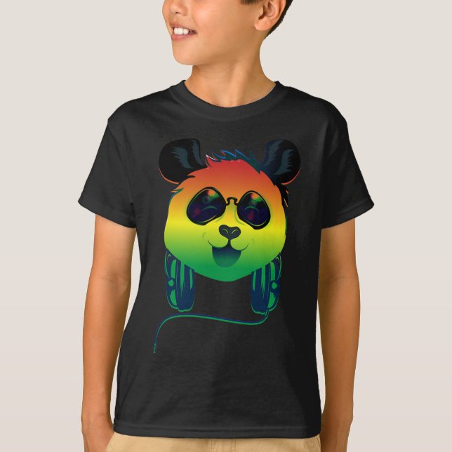 Happy Rasta gefärbter Panda Bär Gesicht mit Sonnen T-Shirt (Vorderseite)