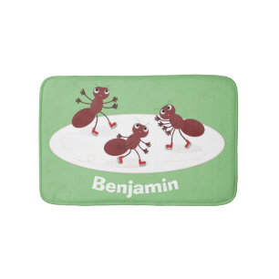 Happy Red Amants Eis Skaten Cartoon Badematte