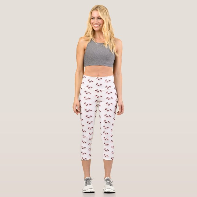 Happy Red Amants Eis Skaten Cartoon Capri Leggings (Vorderseite)