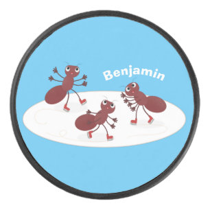 Happy Red Amants Eis Skaten Cartoon Eishockey Puck