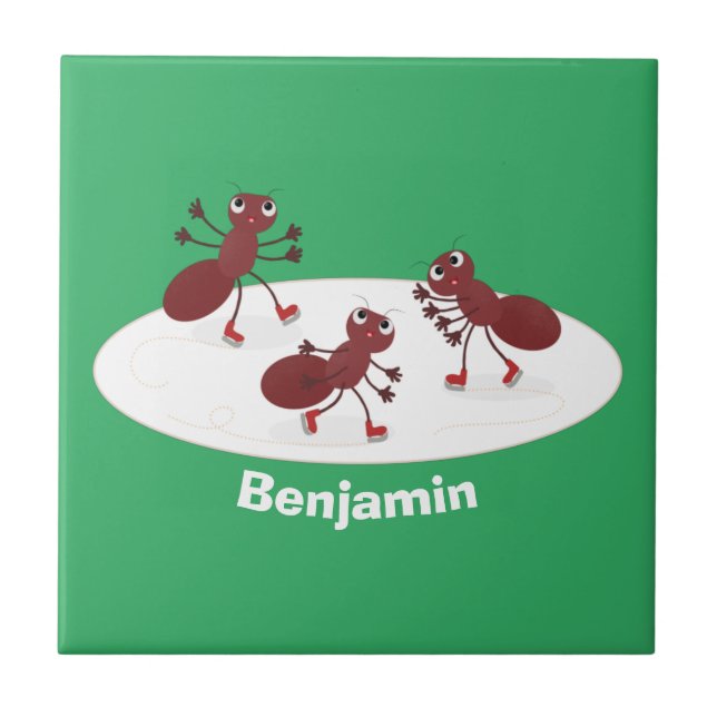 Happy Red Amants Eis Skaten Cartoon Fliese (Vorderseite)