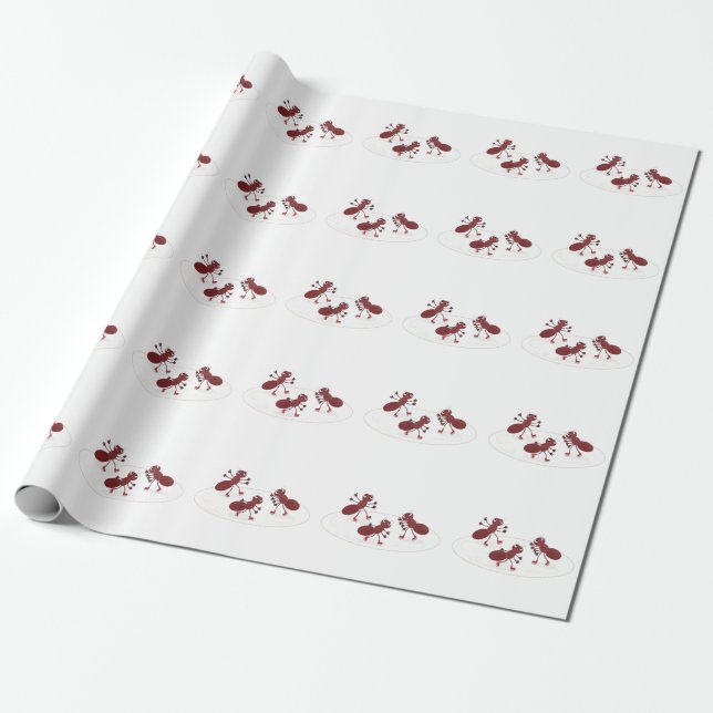 Happy Red Amants Eis Skaten Cartoon Geschenkpapier (Ungerollt)