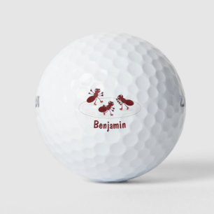 Happy Red Amants Eis Skaten Cartoon Golfball