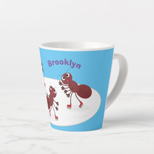 Happy Red Amants Eis Skaten Cartoon Milchtasse (Rechte Ecke)