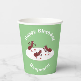 Happy Red Amants Eis Skaten Cartoon Pappbecher