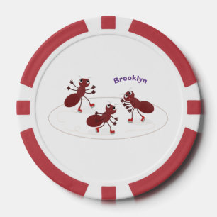 Happy Red Amants Eis Skaten Cartoon Pokerchips