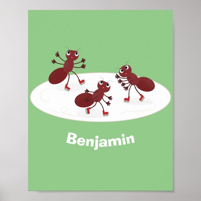 Happy Red Amants Eis Skaten Cartoon Poster (Vorne)