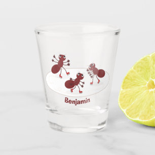 Happy Red Amants Eis Skaten Cartoon Schnapsglas