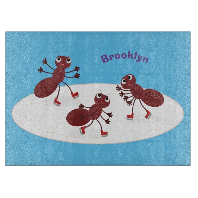 Happy Red Amants Eis Skaten Cartoon Schneidebrett (Vorderseite)