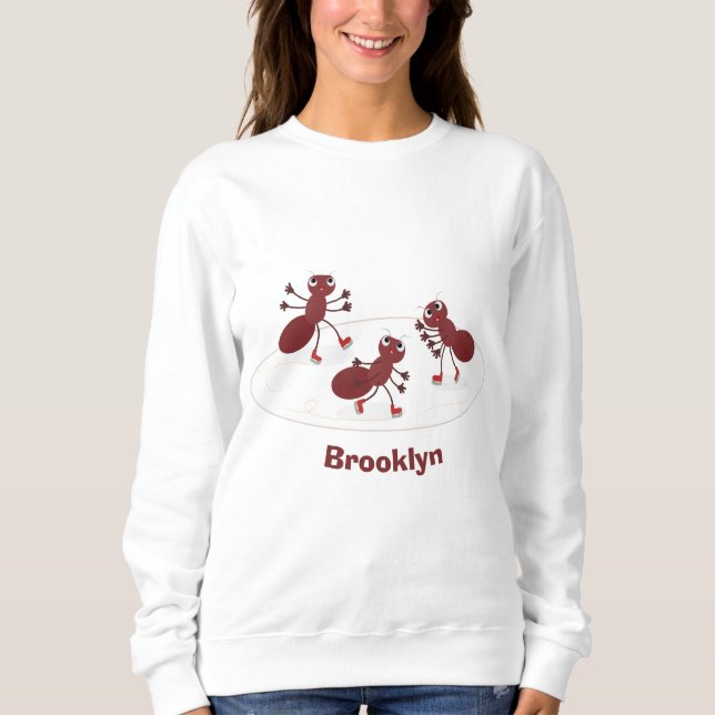 Happy Red Amants Eis Skaten Cartoon Sweatshirt (Vorderseite)