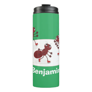Happy Red Amants Eis Skaten Cartoon Thermosbecher