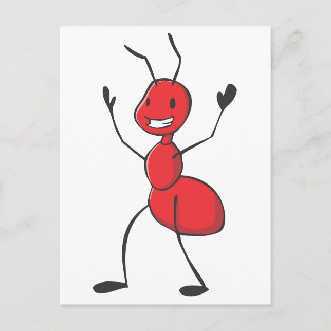 Happy Red Ant Cartoon Postkarte (Vorderseite)