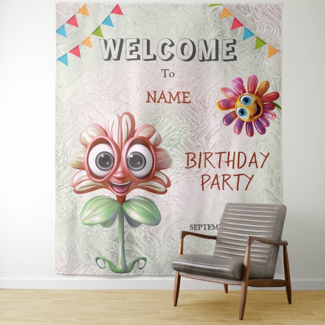 Happy Red Blume Geburtstagsparty Hintergrund Wandteppich (Beispiel)