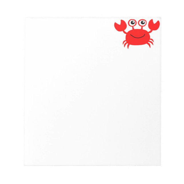 Happy Red Cartoon Crab Notizblock (Vorderseite)