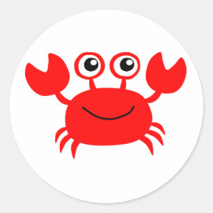 Happy Red Cartoon Crab Runder Aufkleber