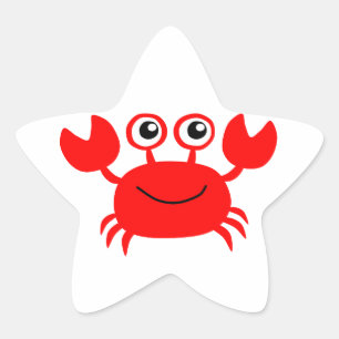 Happy Red Cartoon Crab Stern-Aufkleber