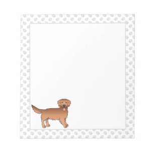 Happy Red Golden Retriever Cartoon Hund mit Paws Notizblock
