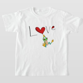 Happy Red-Mit Augen Tree Frog and Heart T-Shirt