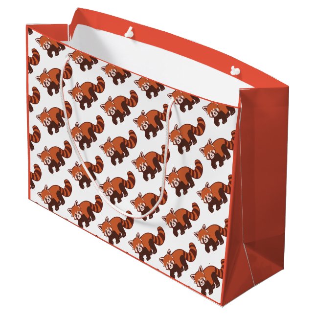 Happy Red Panda Geschenktasche Große Geschenktüte (Rückseite Schrägansicht)