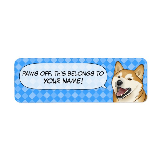 Happy Red Shiba Inu Japanische Hundennamen-Etikett (Vorne)