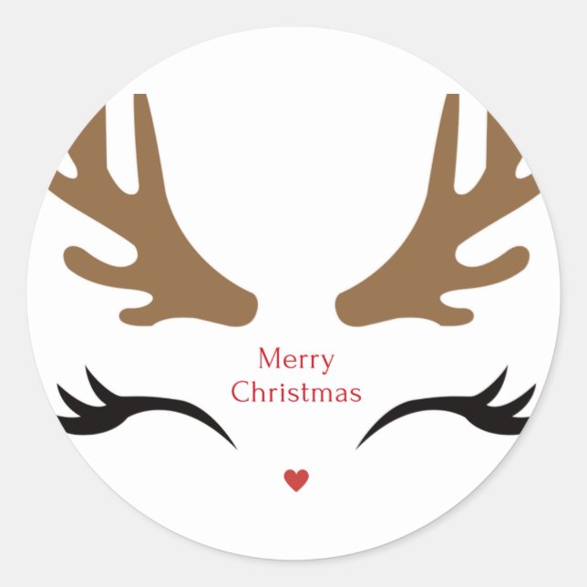 Happy Reindeer Face Runder Aufkleber (Vorderseite)
