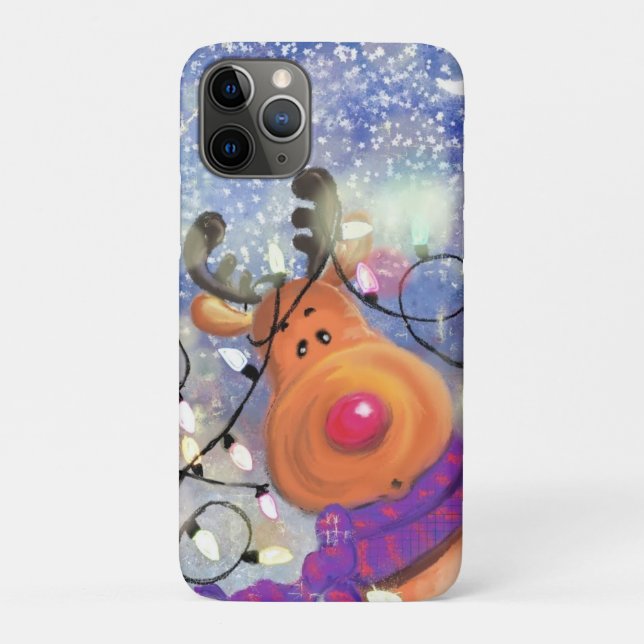 Happy Reindeer Weihnachten iPhone Case (Rückseite)