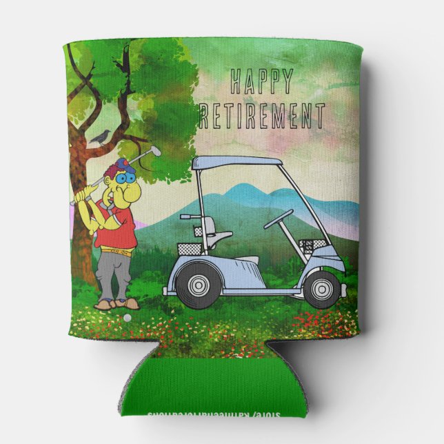 Happy Rente Golfer und Golf Cart kann kühler werde Dosenkühler (Rückseite)