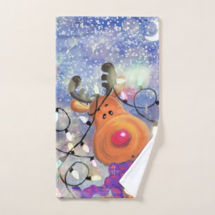 Happy Rentier - Weihnachten Badhandtuch Set