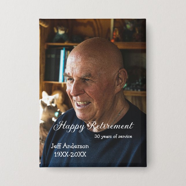 Happy retirement add name photo years of service r button (Vorderseite)