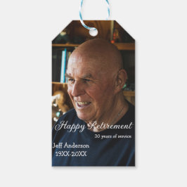 Happy retirement add name photo years of service r geschenkanhänger
