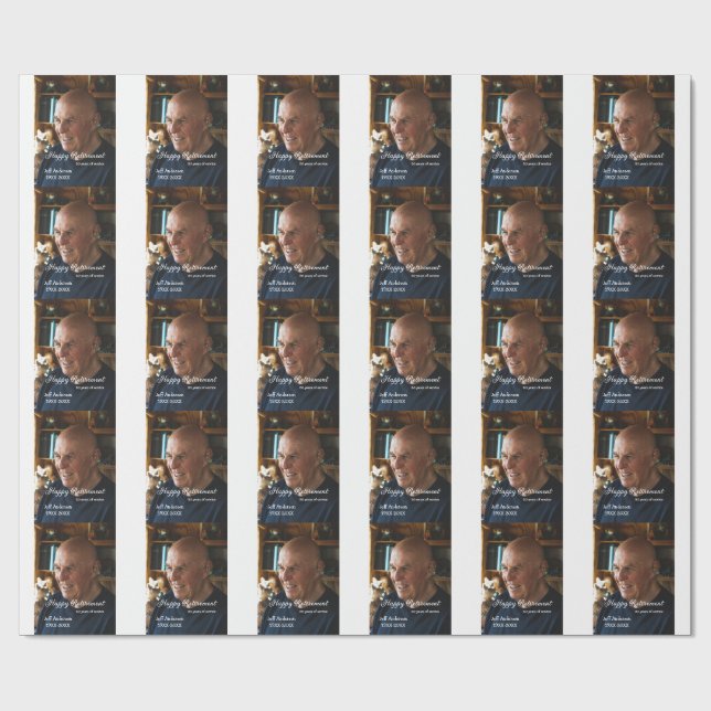Happy retirement add name photo years of service r geschenkpapier (Flach)