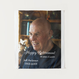 Happy retirement add name photo years of service r wandteppich