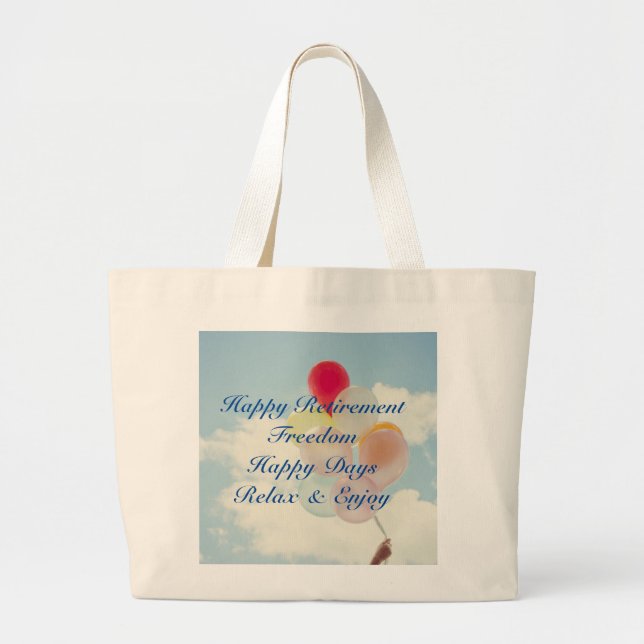 Happy Retirement Balloons Large Tote Bag Jumbo Stoffbeutel (Vorne)