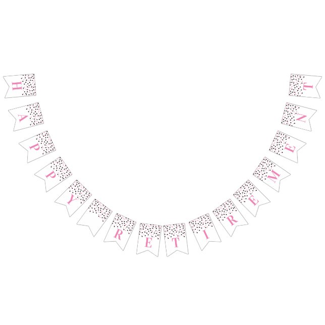 Happy Retirement Banner Black Pink Confetti (Alle)
