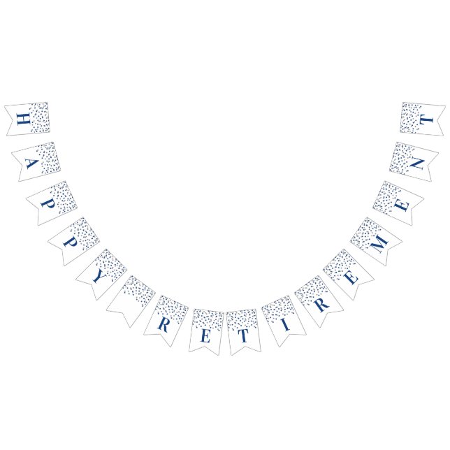 Happy Retirement Banner Blue Silver Confetti (Alle)