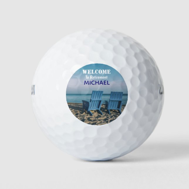 Happy Retirement Beach Individuelle Name Golfball (Vorderseite)