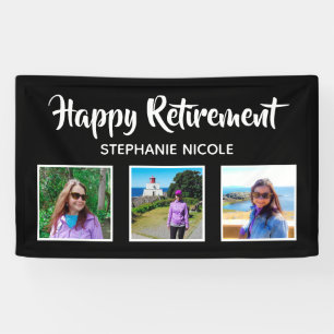 Happy Retirement Black & White Multiple Fotos Banner