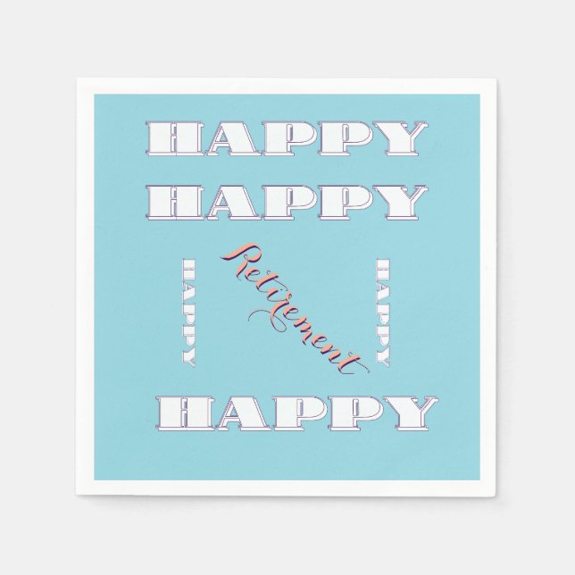 HAPPY Retirement Blue Serviette (Vorderseite)