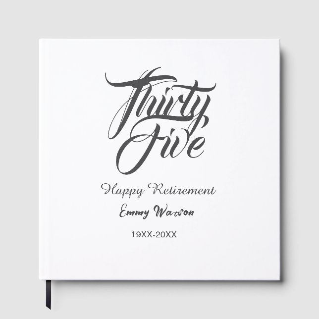 Happy retirement bold letter name year elegant sim gästebuch (Vorderseite)