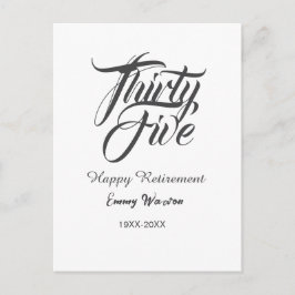 Happy retirement bold letter name year elegant sim postkarte