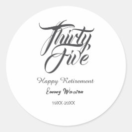Happy retirement bold letter name year elegant sim runder aufkleber