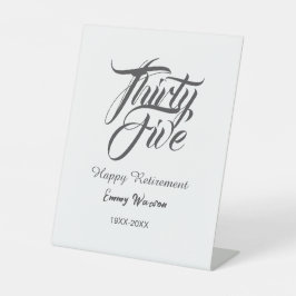Happy retirement bold letter name year elegant sim sockelschild