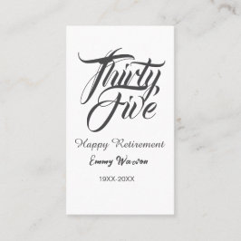 Happy retirement bold letter name year elegant sim visitenkarte