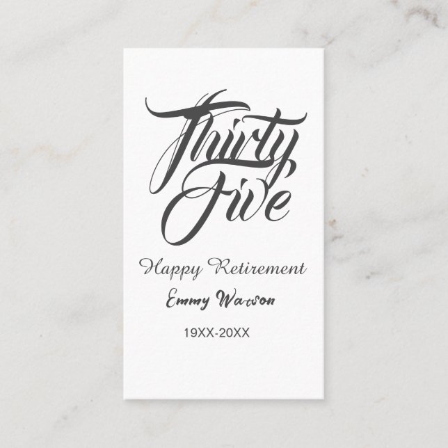 Happy retirement bold letter name year elegant sim visitenkarte (Vorderseite)